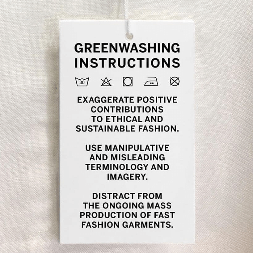 Label Showing Facetious Greenwashing Instructions